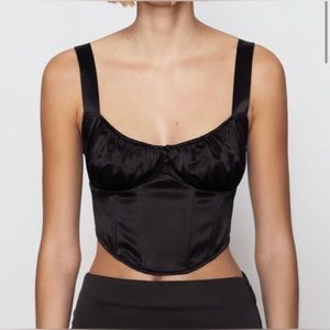 Zara Satin black corset top size Small